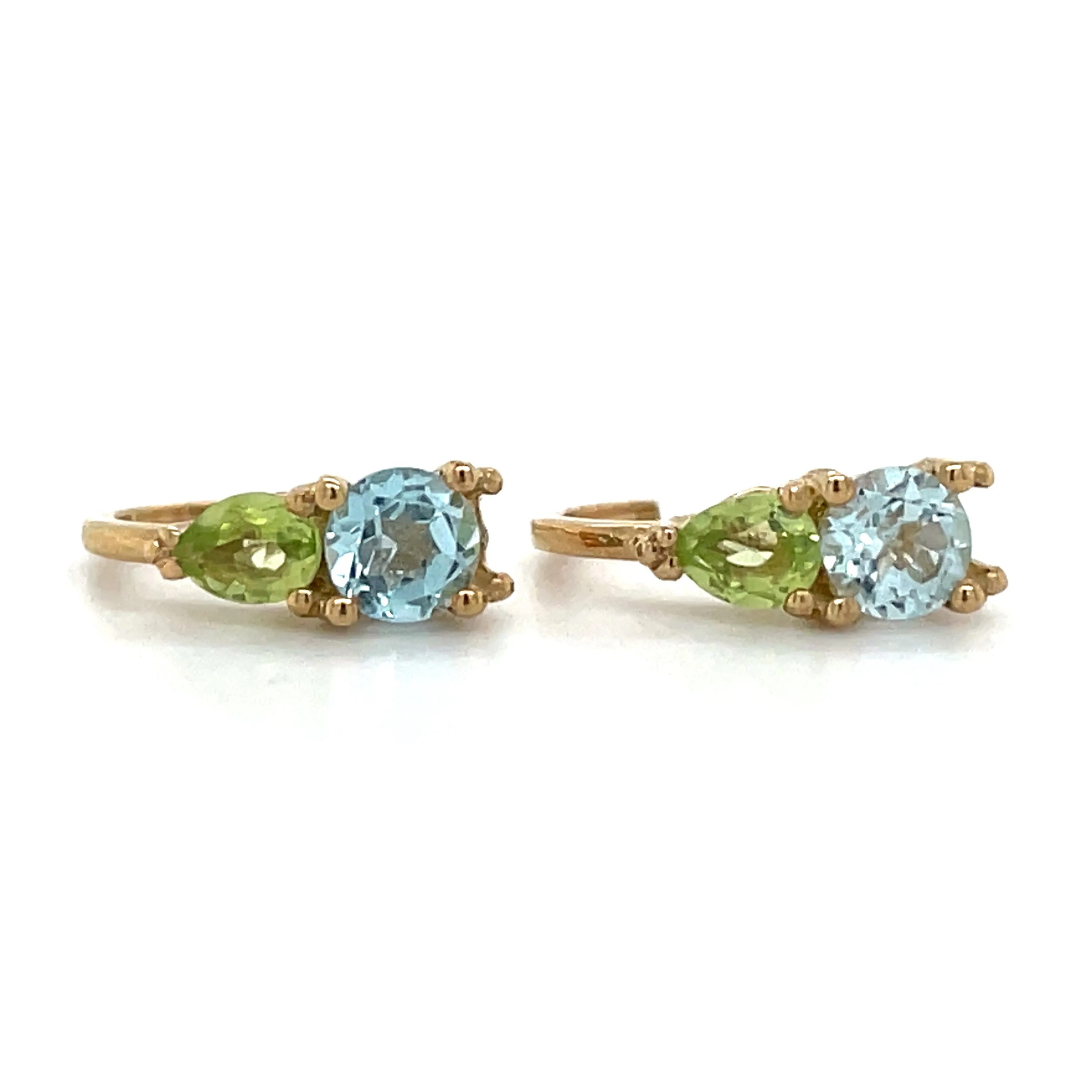 9ct Yellow Gold Earth Grown Blue Topaz & Peridot Earrings