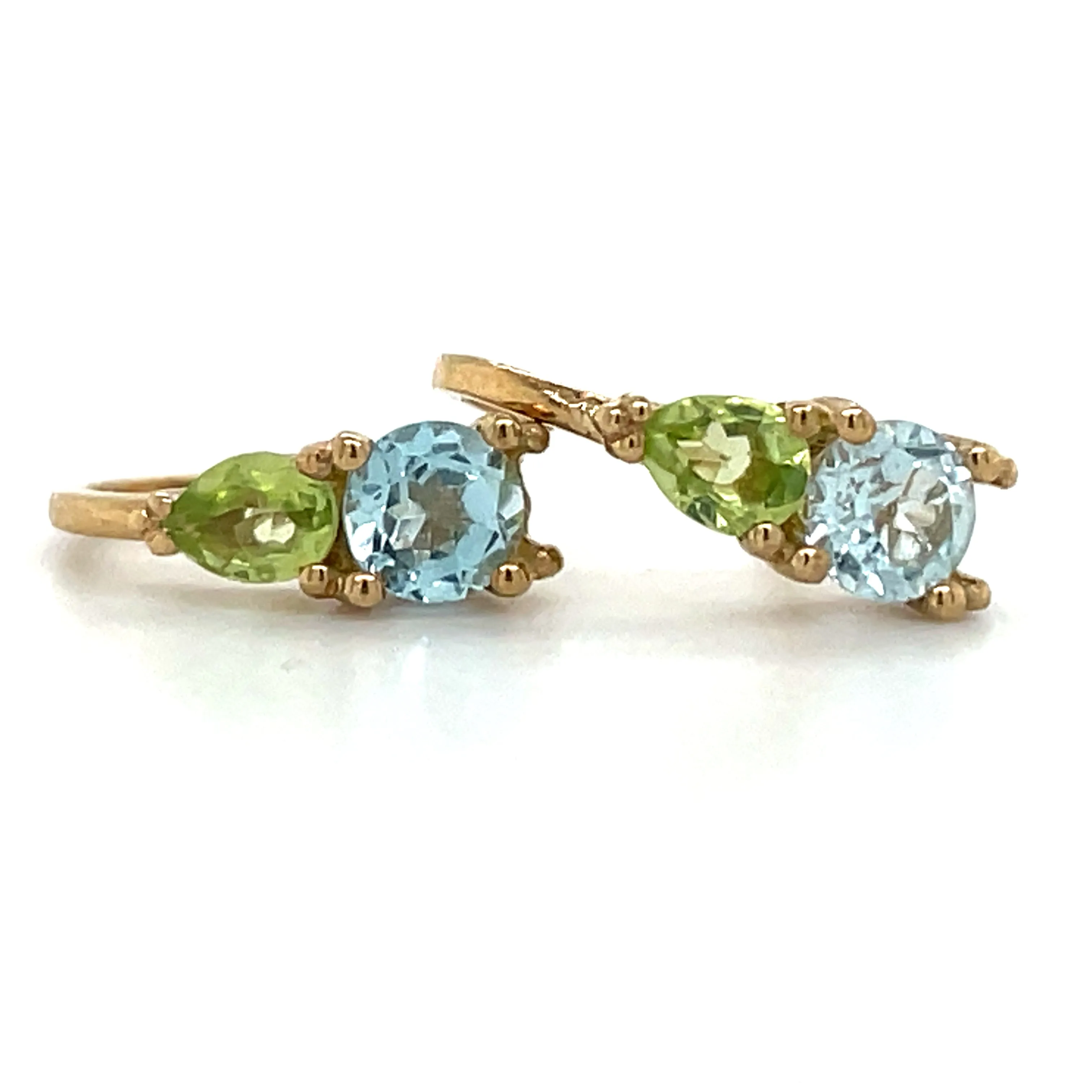 9ct Yellow Gold Earth Grown Blue Topaz & Peridot Earrings