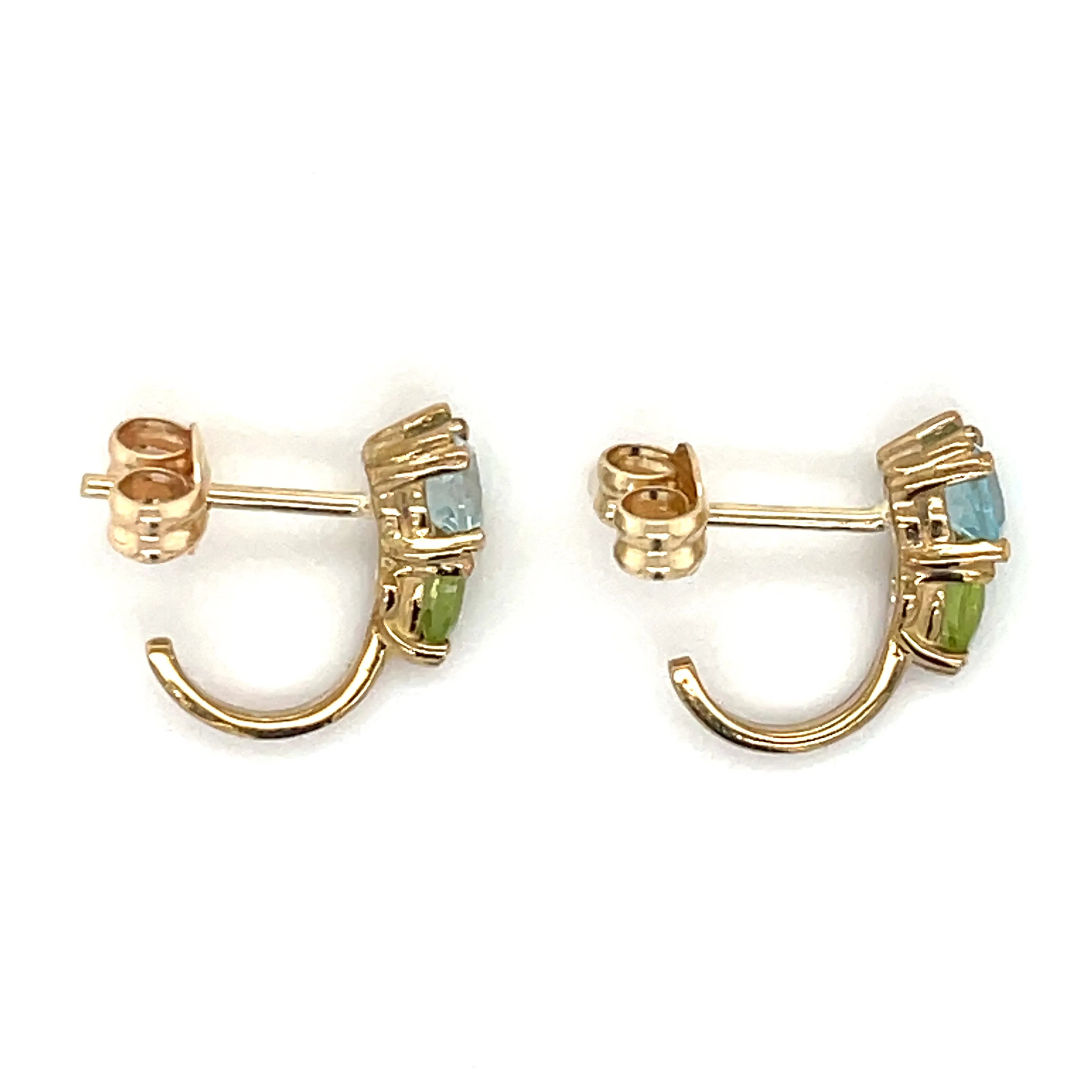 9ct Yellow Gold Earth Grown Blue Topaz & Peridot Earrings