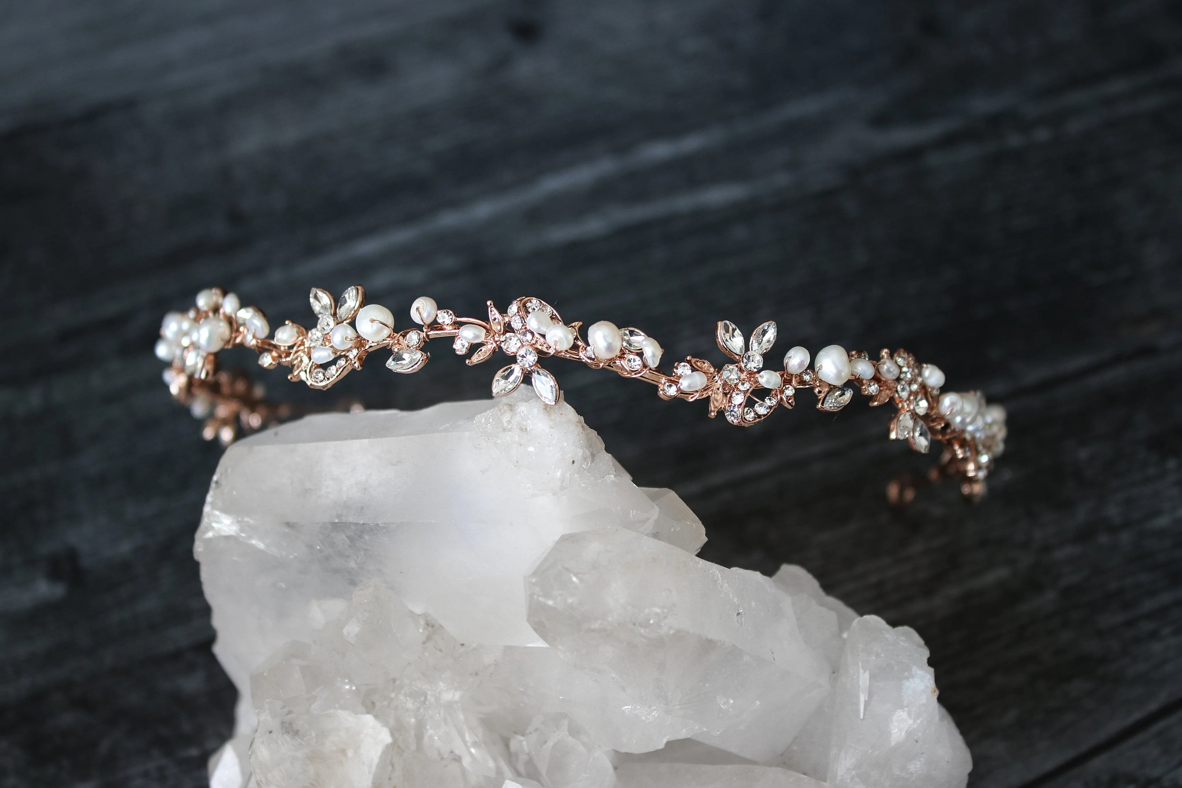 ABIGAIL Freshwater Pearl Bridal Crystal Headband