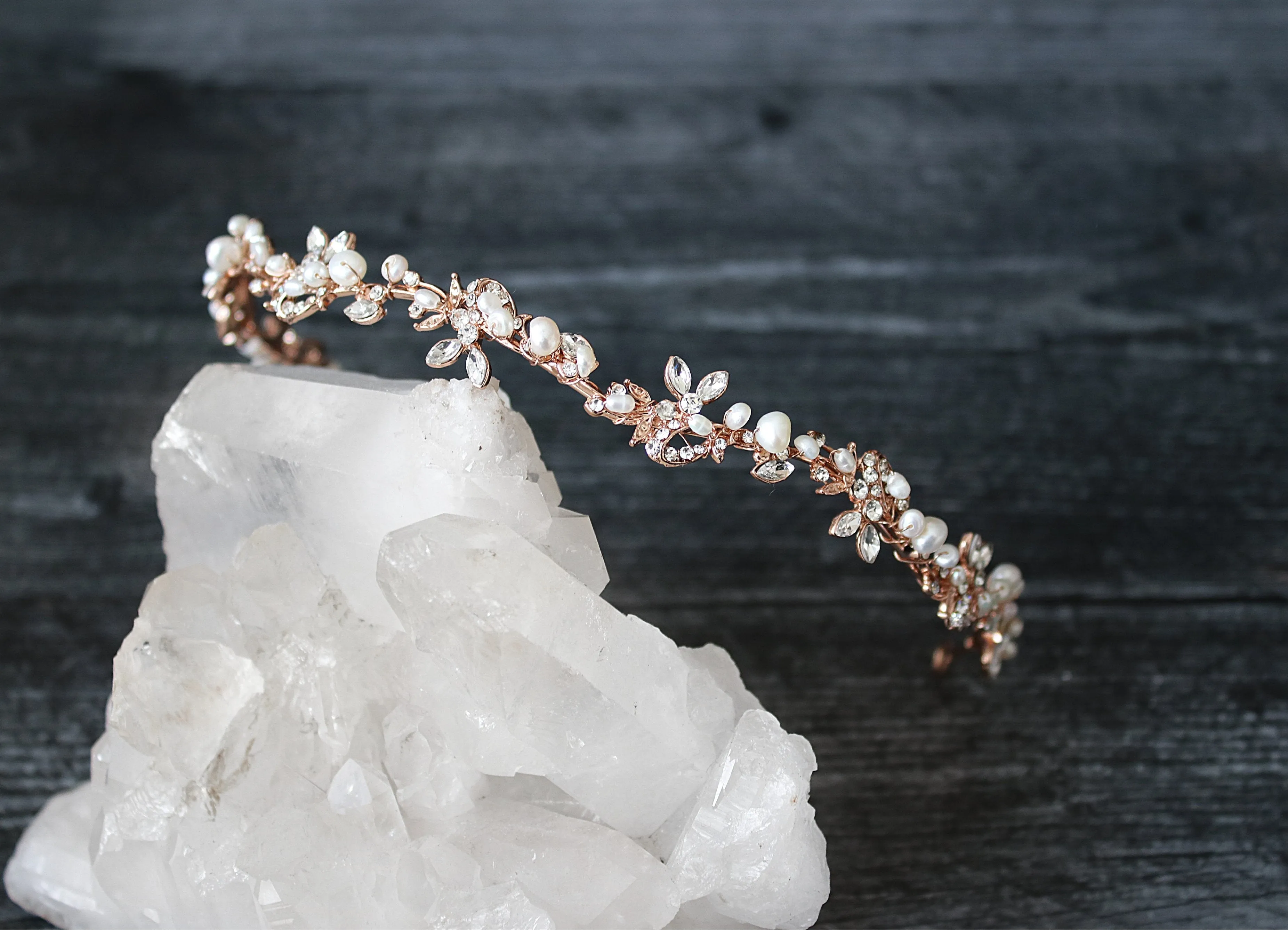 ABIGAIL Freshwater Pearl Bridal Crystal Headband