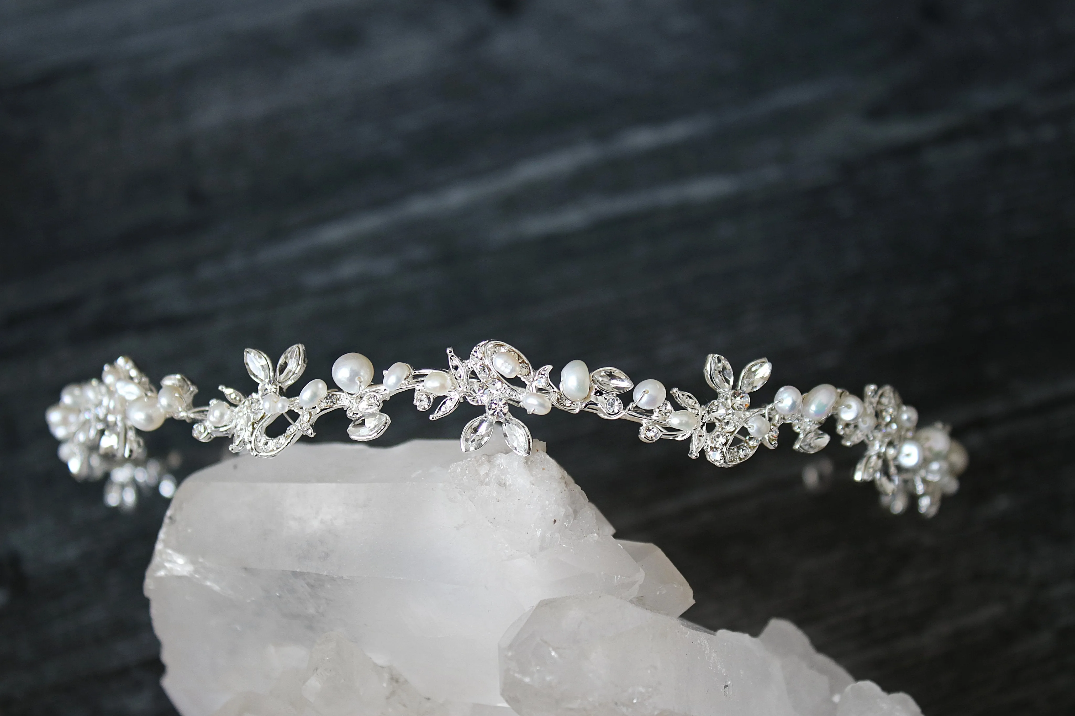 ABIGAIL Freshwater Pearl Bridal Crystal Headband