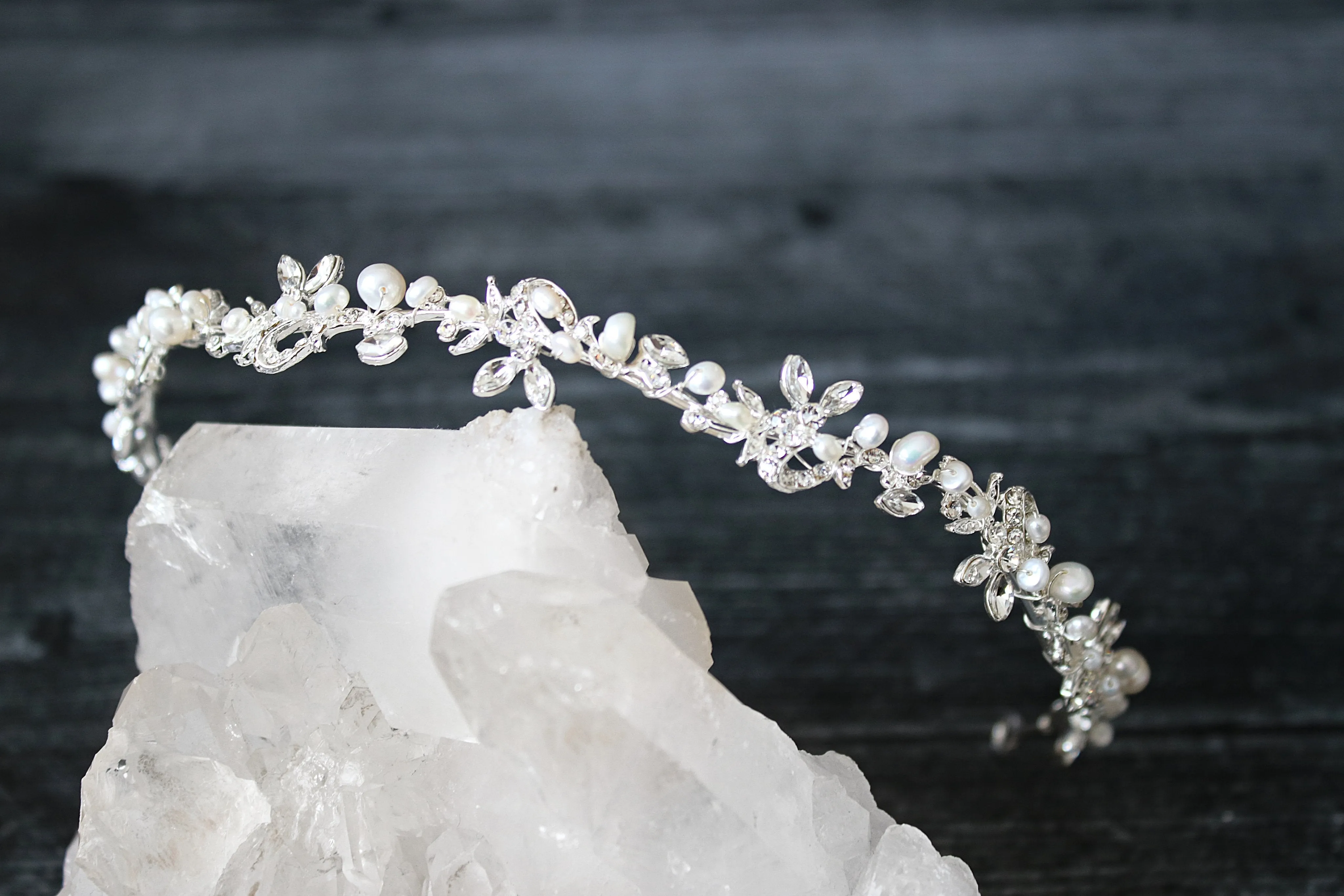 ABIGAIL Freshwater Pearl Bridal Crystal Headband