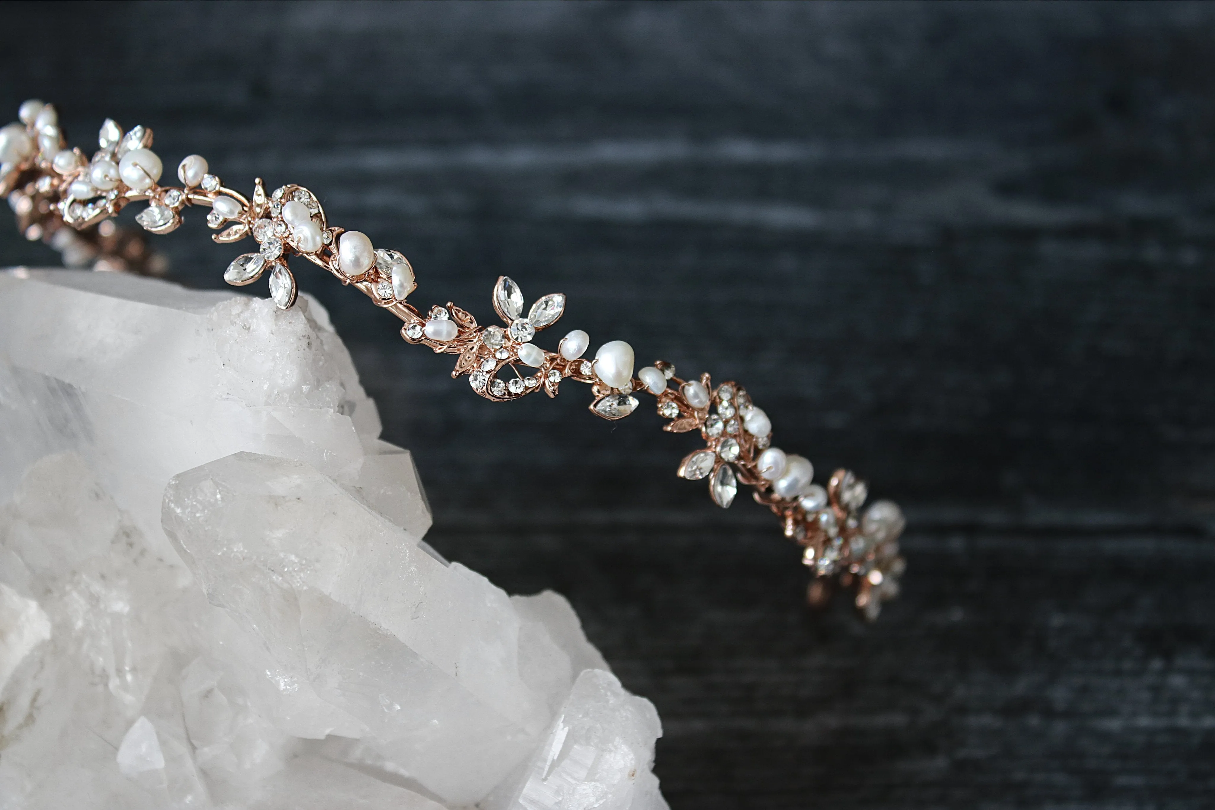 ABIGAIL Freshwater Pearl Bridal Crystal Headband