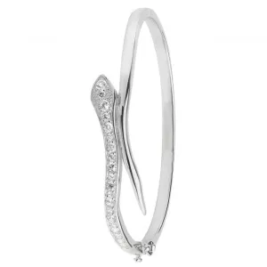 Acotis Silver Bangle Oval Zirconia Hinged G4262