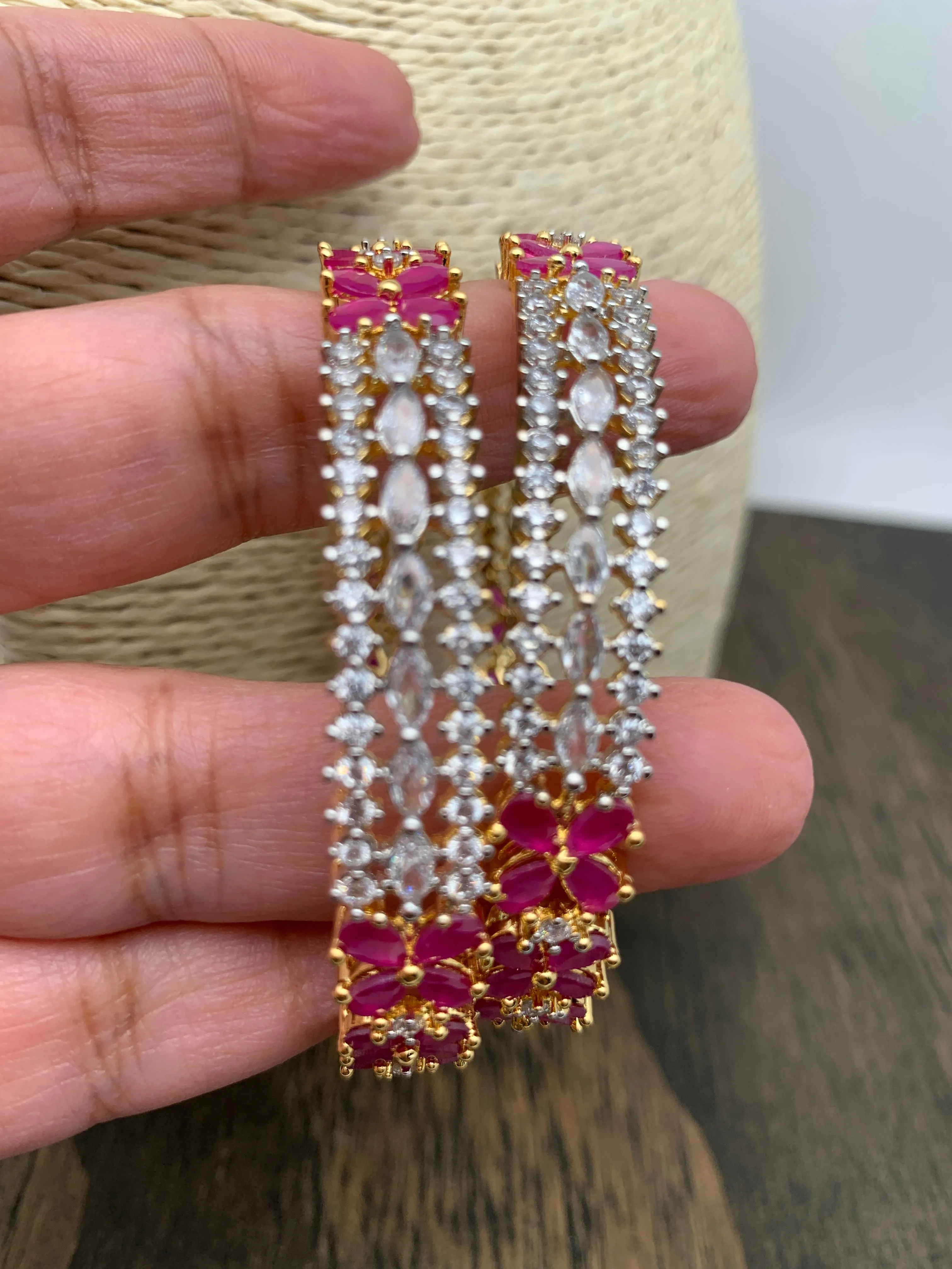 AD Ruby Red Stone Bangles