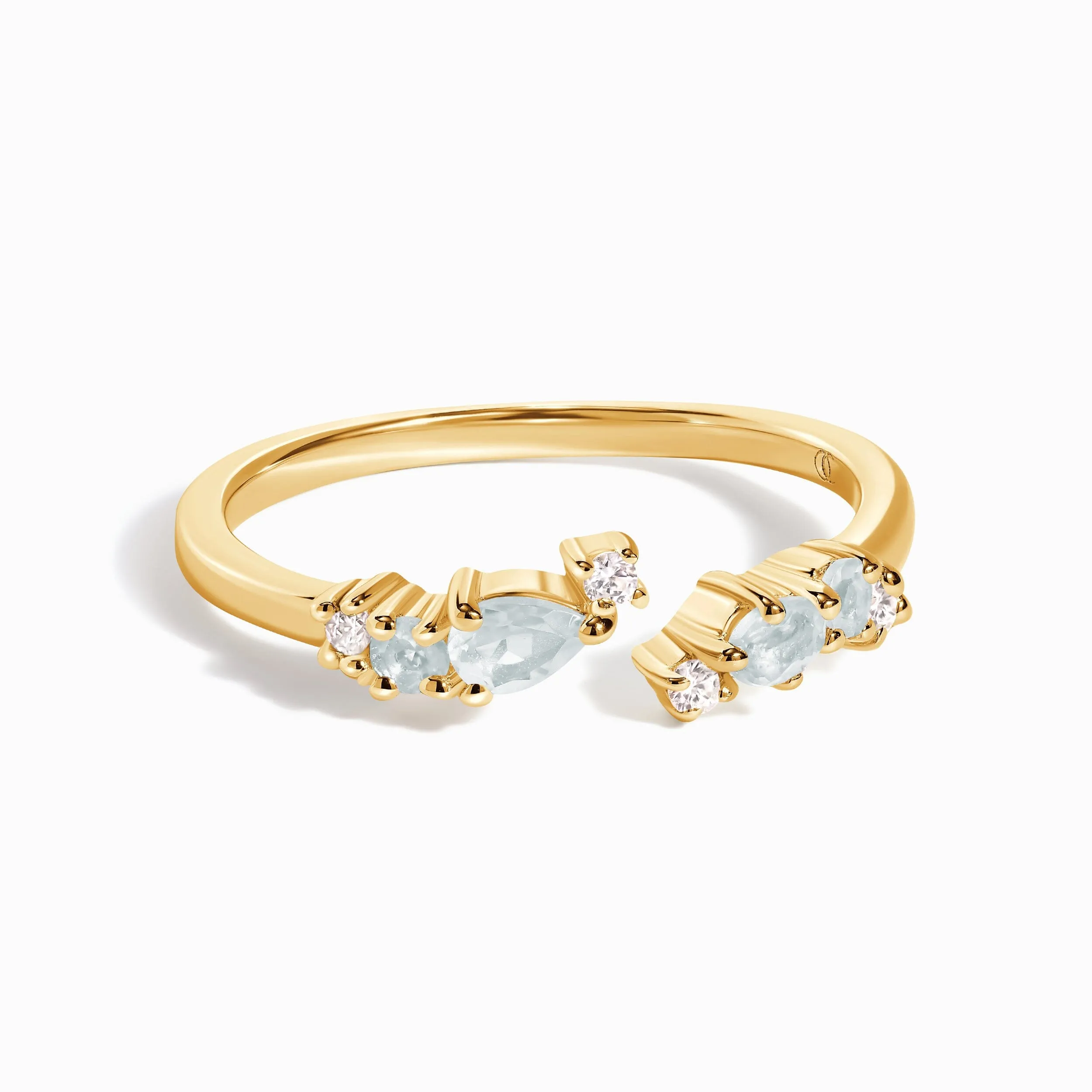 Adjustable Aquamarine Ring Flourish - March Birthstone