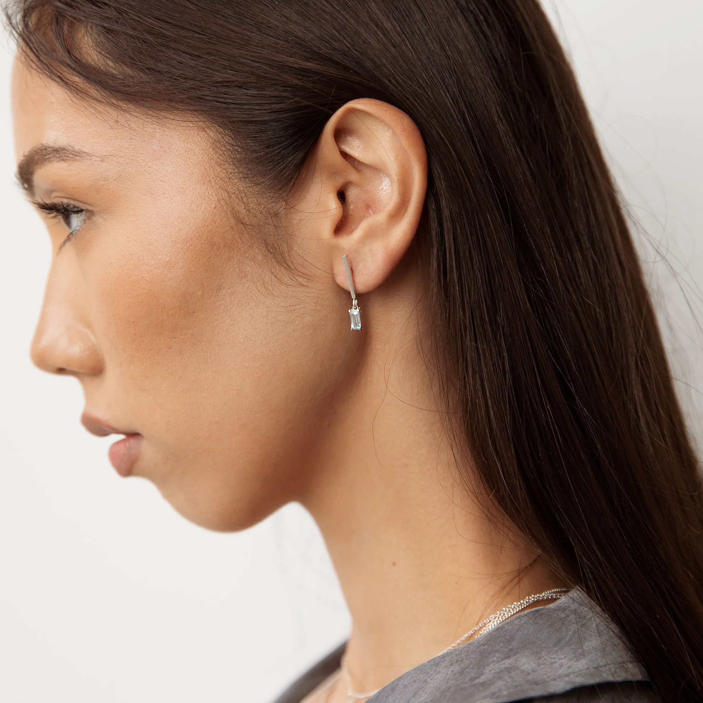 Allure baguette bar Earrings - Silver