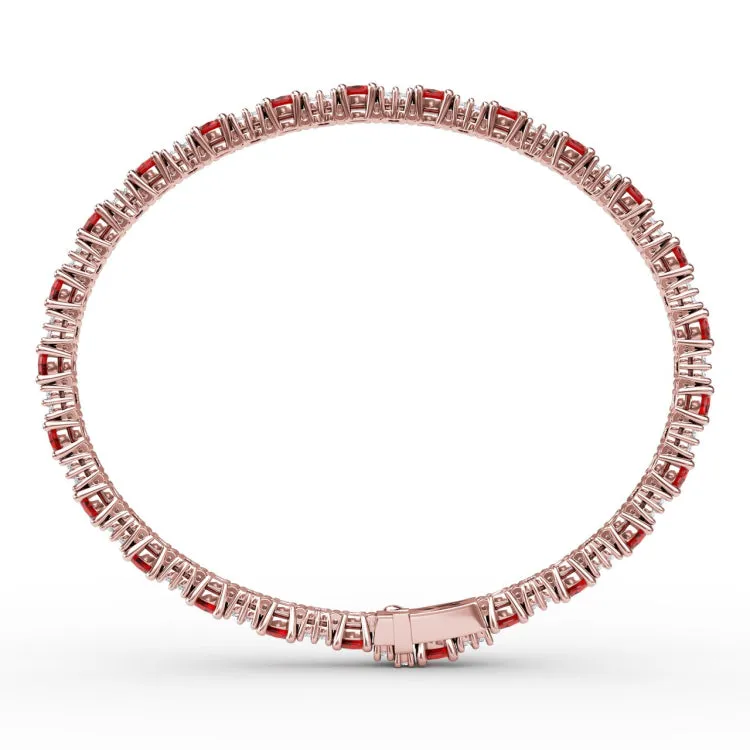 Alternating Ruby and Diamond Bracelet