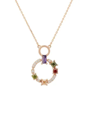 Amalfi Baguette Halo Necklace Rosegold
