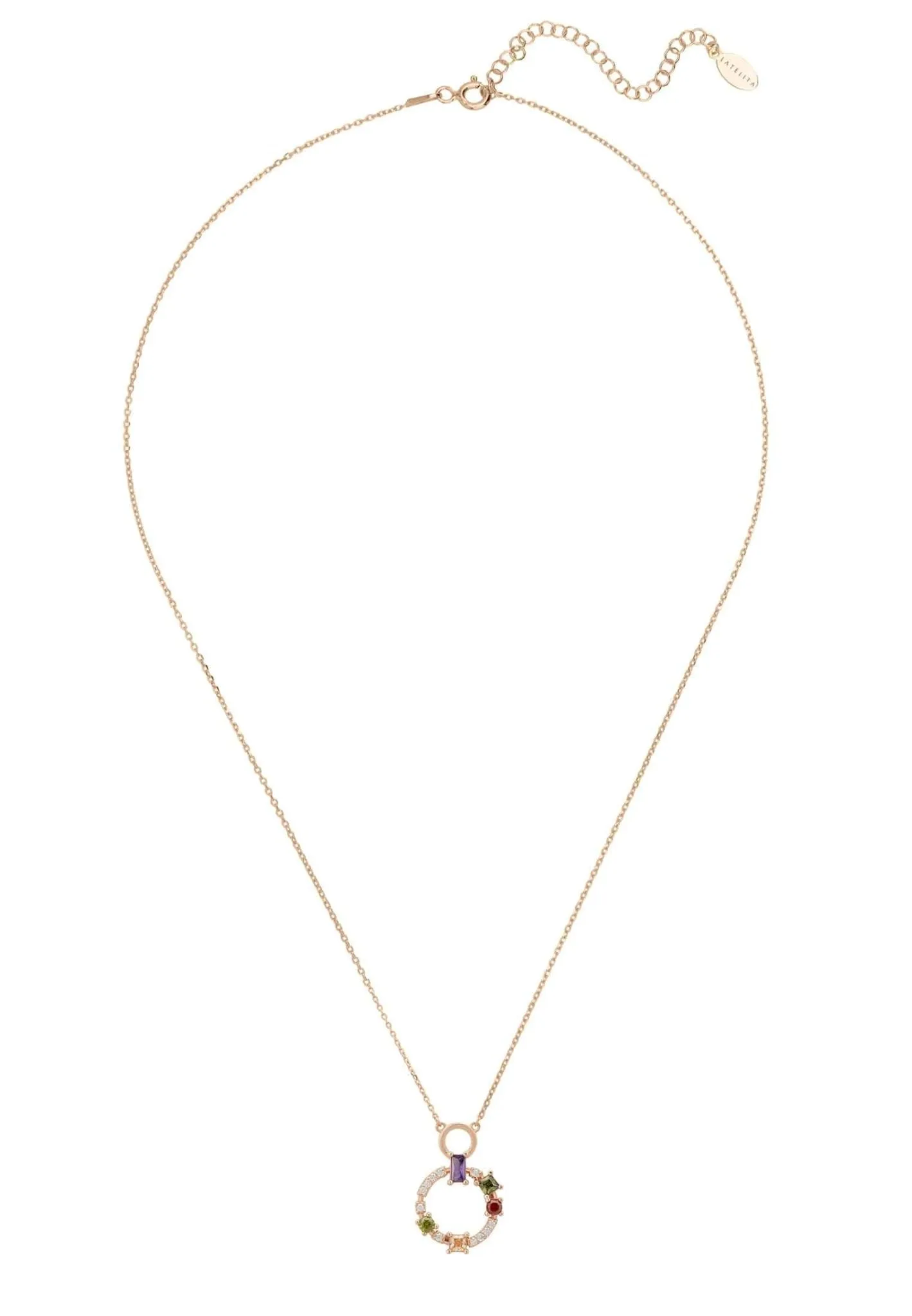 Amalfi Baguette Halo Necklace Rosegold