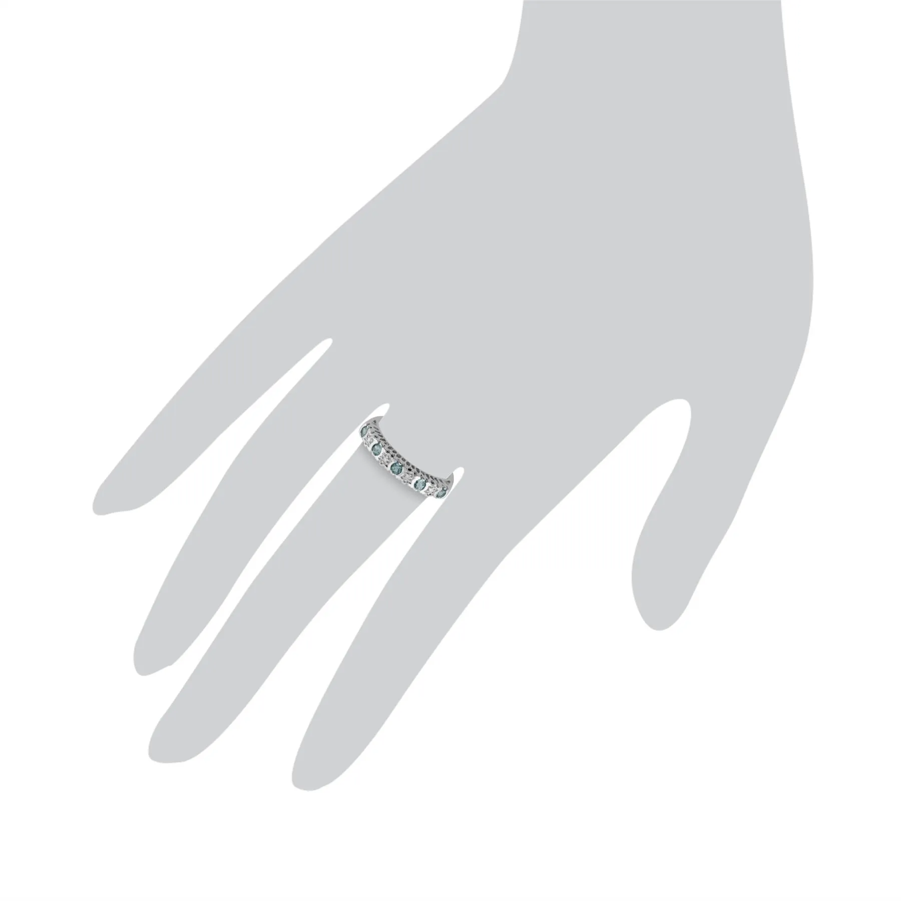 Aquamarin & Diamant Halber Ewigkeitsring in 9ct Weiß Gold