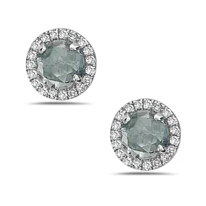 Aquamarine And Diamond Halo Post Earrings