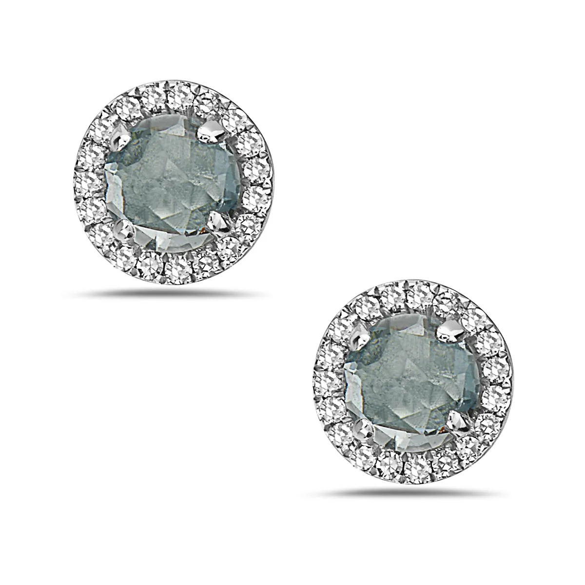 Aquamarine And Diamond Halo Post Earrings