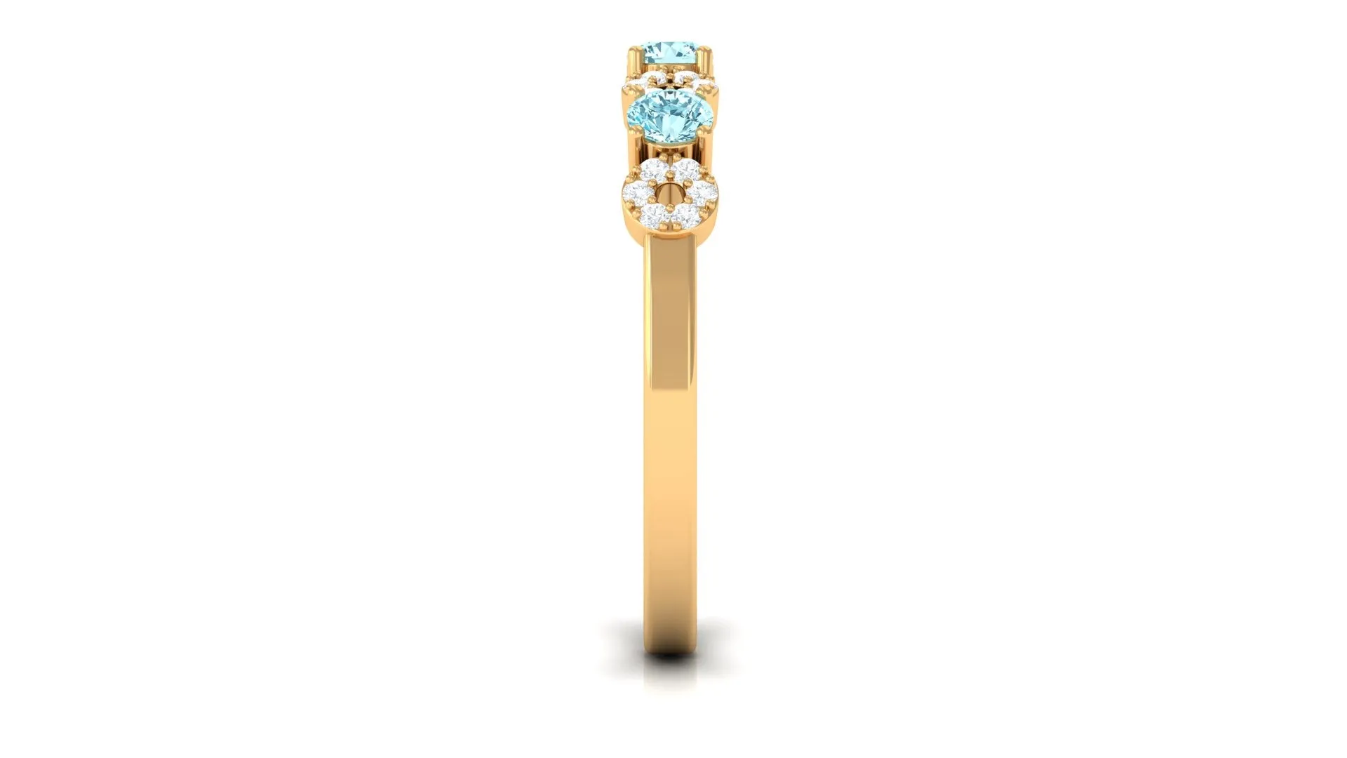 Aquamarine and Diamond Semi Eternity Ring