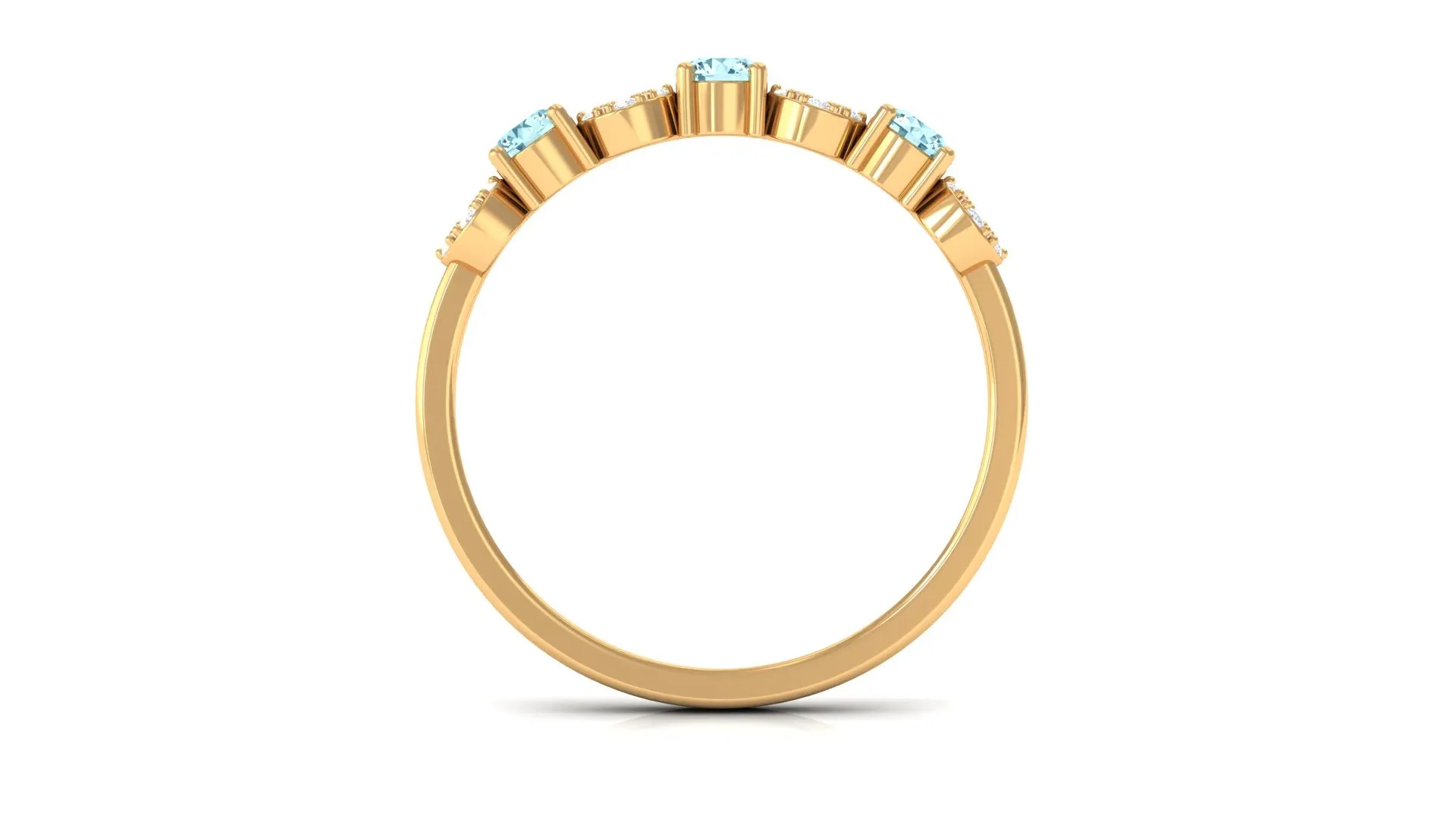 Aquamarine and Diamond Semi Eternity Ring