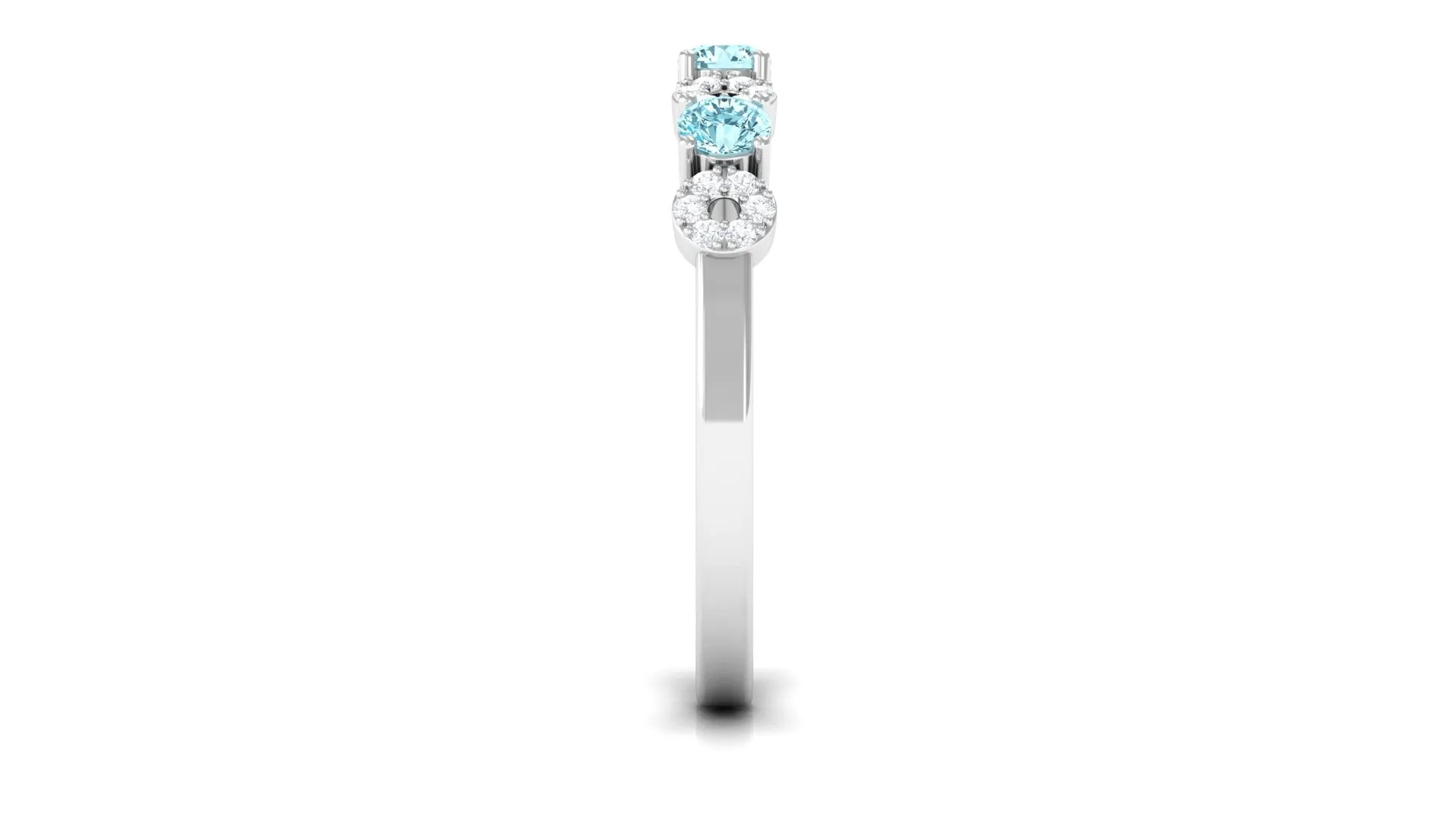 Aquamarine and Diamond Semi Eternity Ring