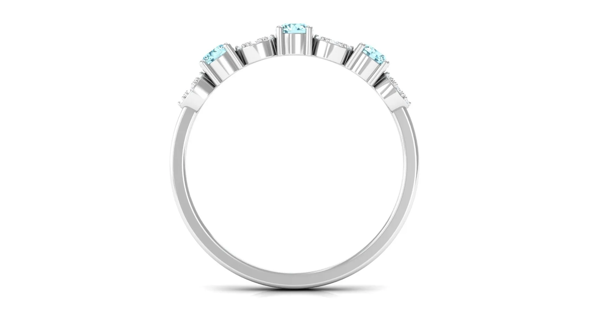 Aquamarine and Diamond Semi Eternity Ring