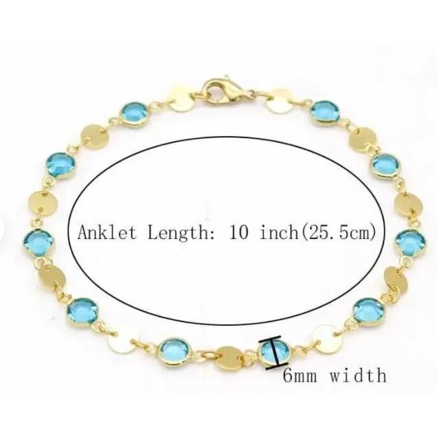Aquamarine CRYSTAL ANKLE BRACELET