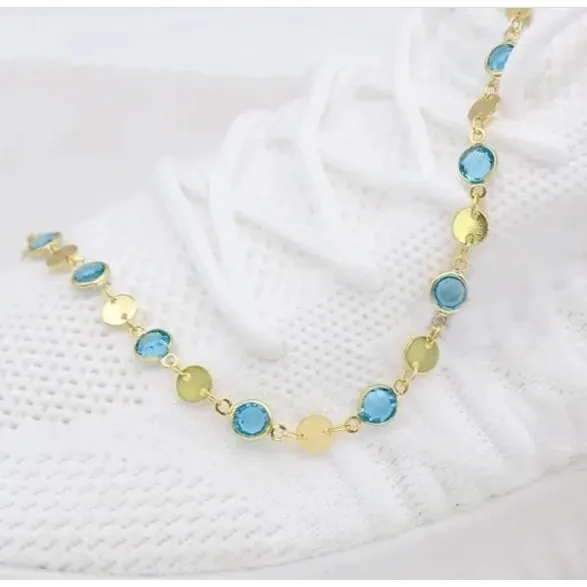 Aquamarine CRYSTAL ANKLE BRACELET