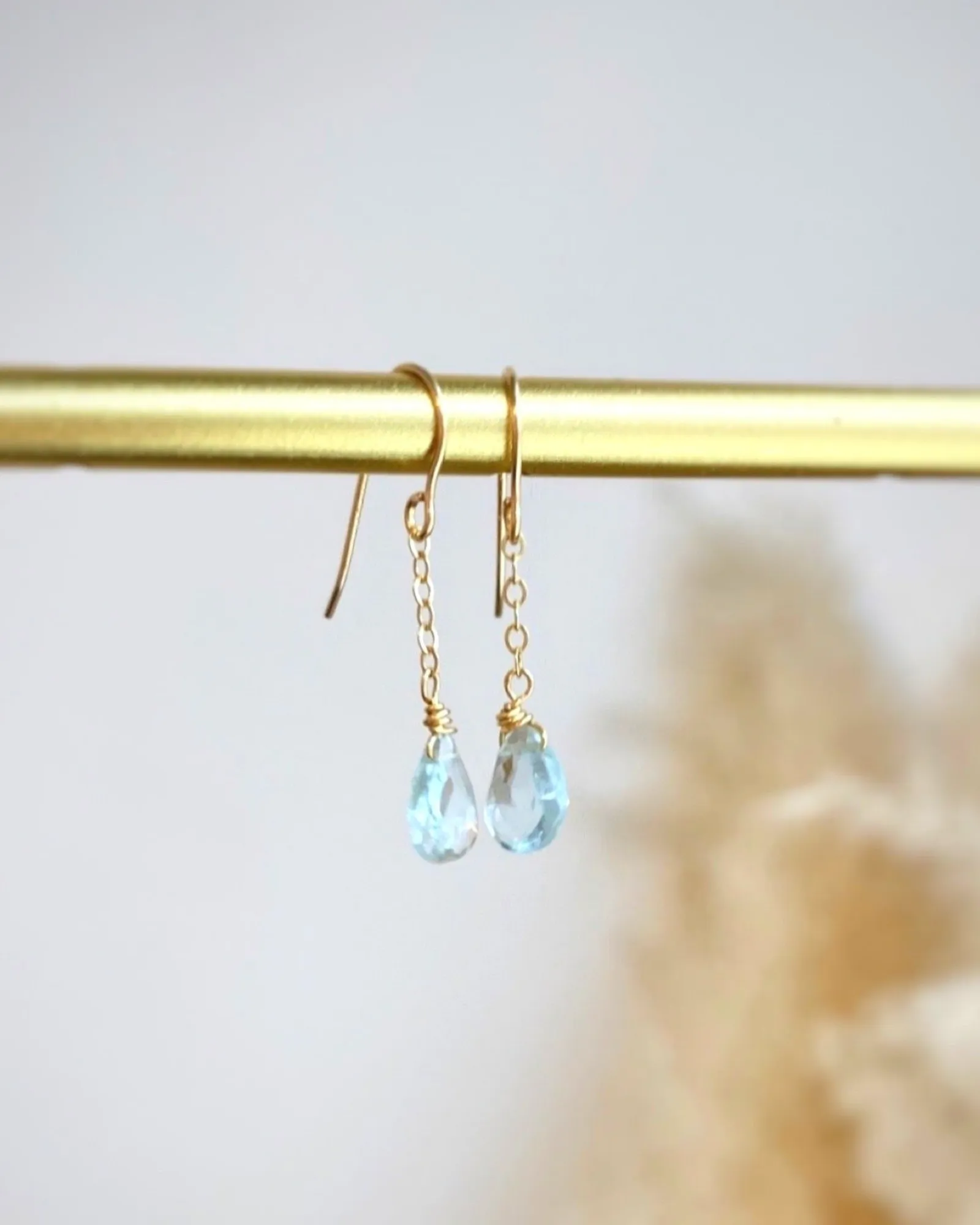 Aquamarine Simple Earrings