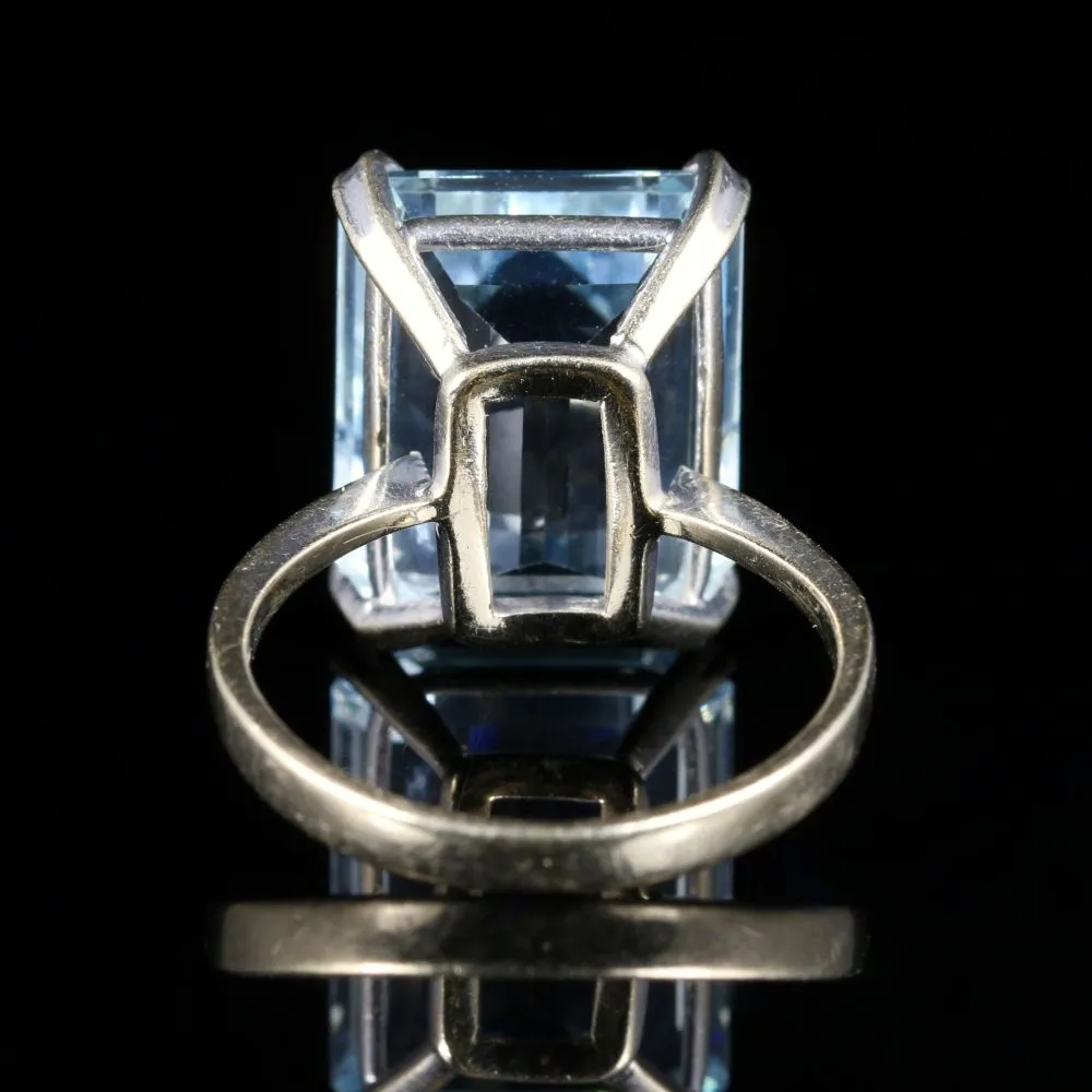 Art Deco Aquamarine Ring 18Ct Gold 10Ct Aqua Circa 1920