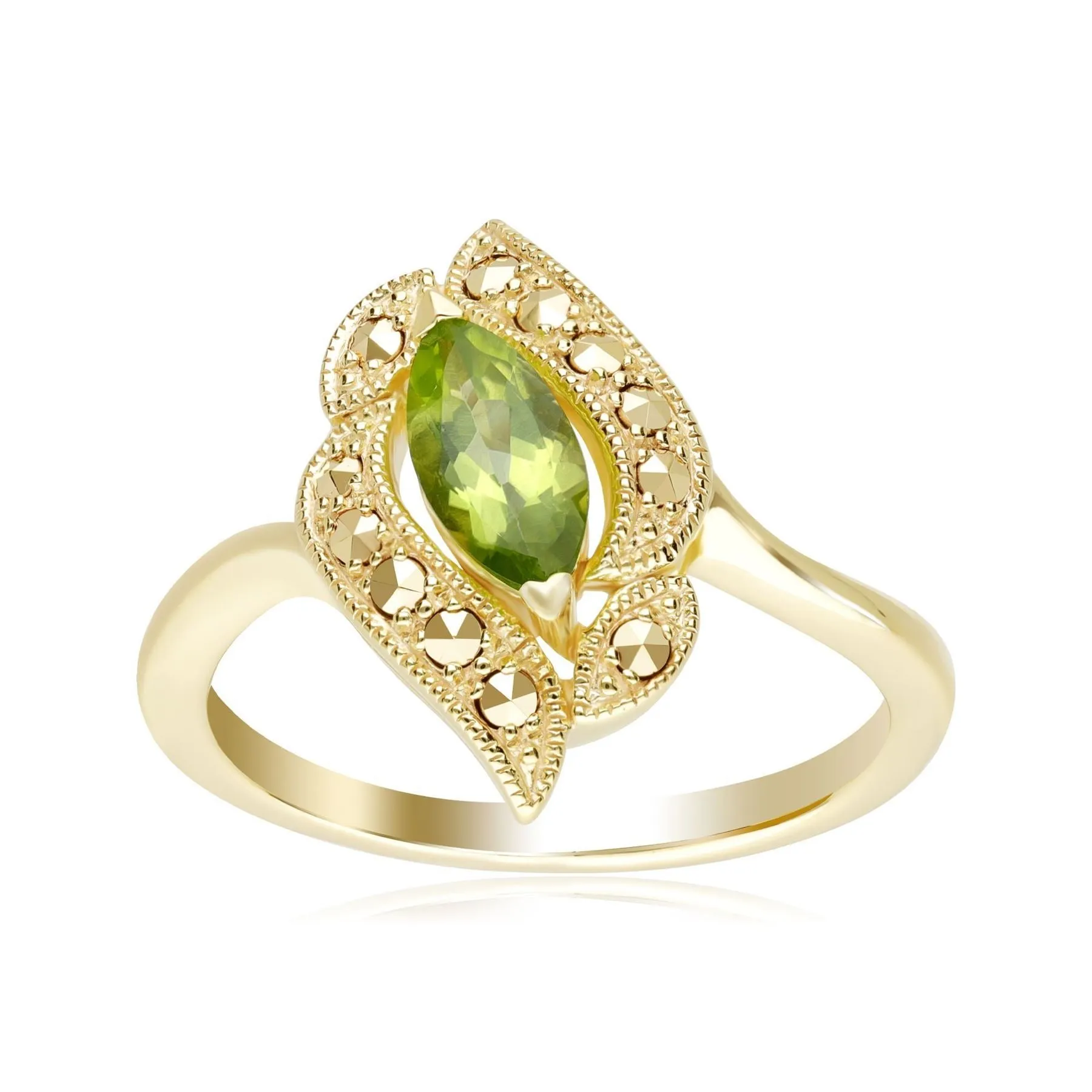 Art Nouveau Inspirierter Peridot & Markasit Ring