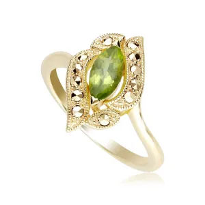 Art Nouveau Inspirierter Peridot & Markasit Ring