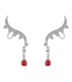 Aureliean Lover's Ruby & Diamond Ear Climbers In 18k White Gold