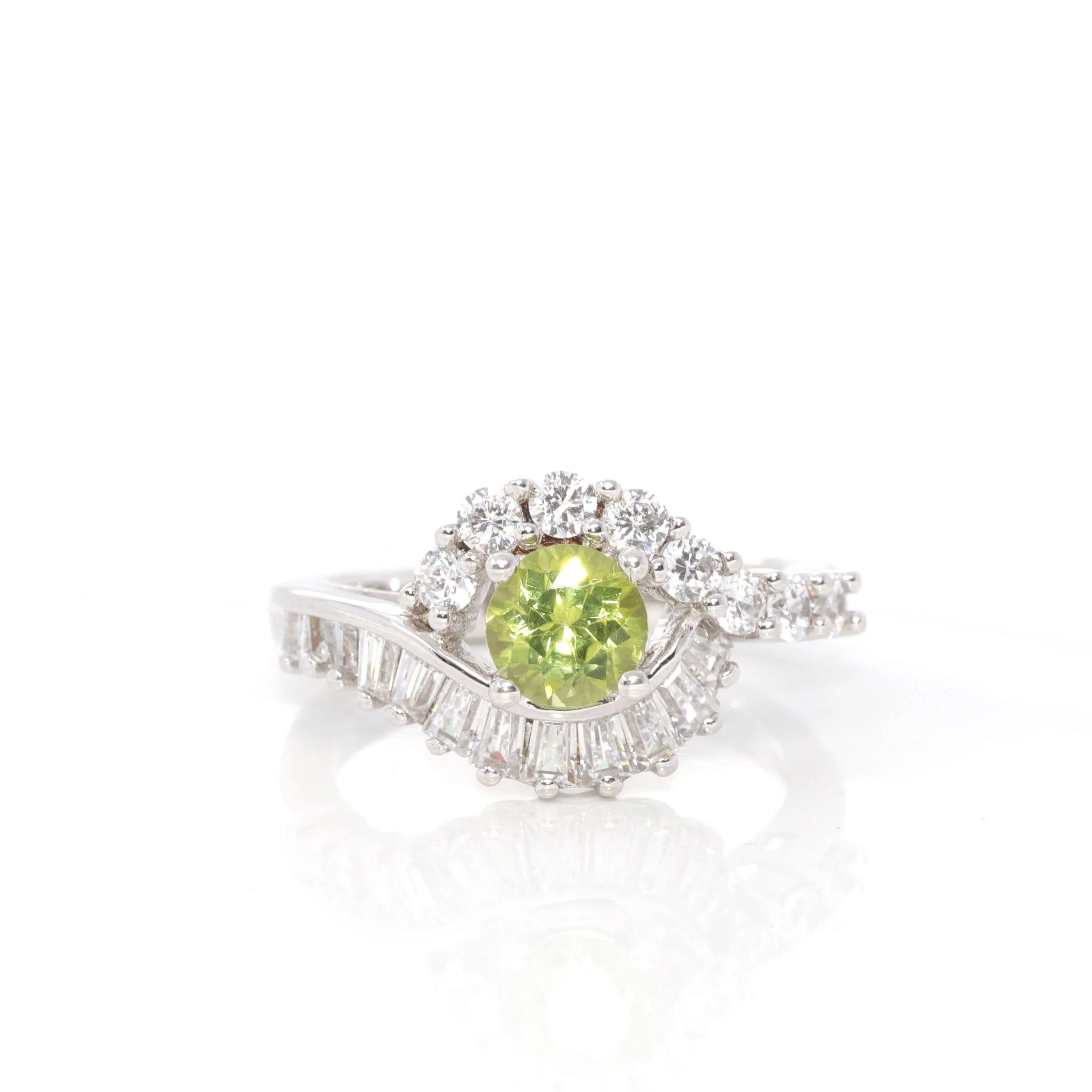 Baikalla™ Gemstone Collection Sterling Silver Genuine Peridot & CZ Vintage Ring