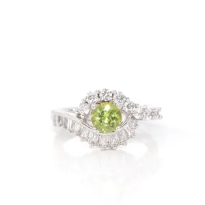 Baikalla™ Gemstone Collection Sterling Silver Genuine Peridot & CZ Vintage Ring