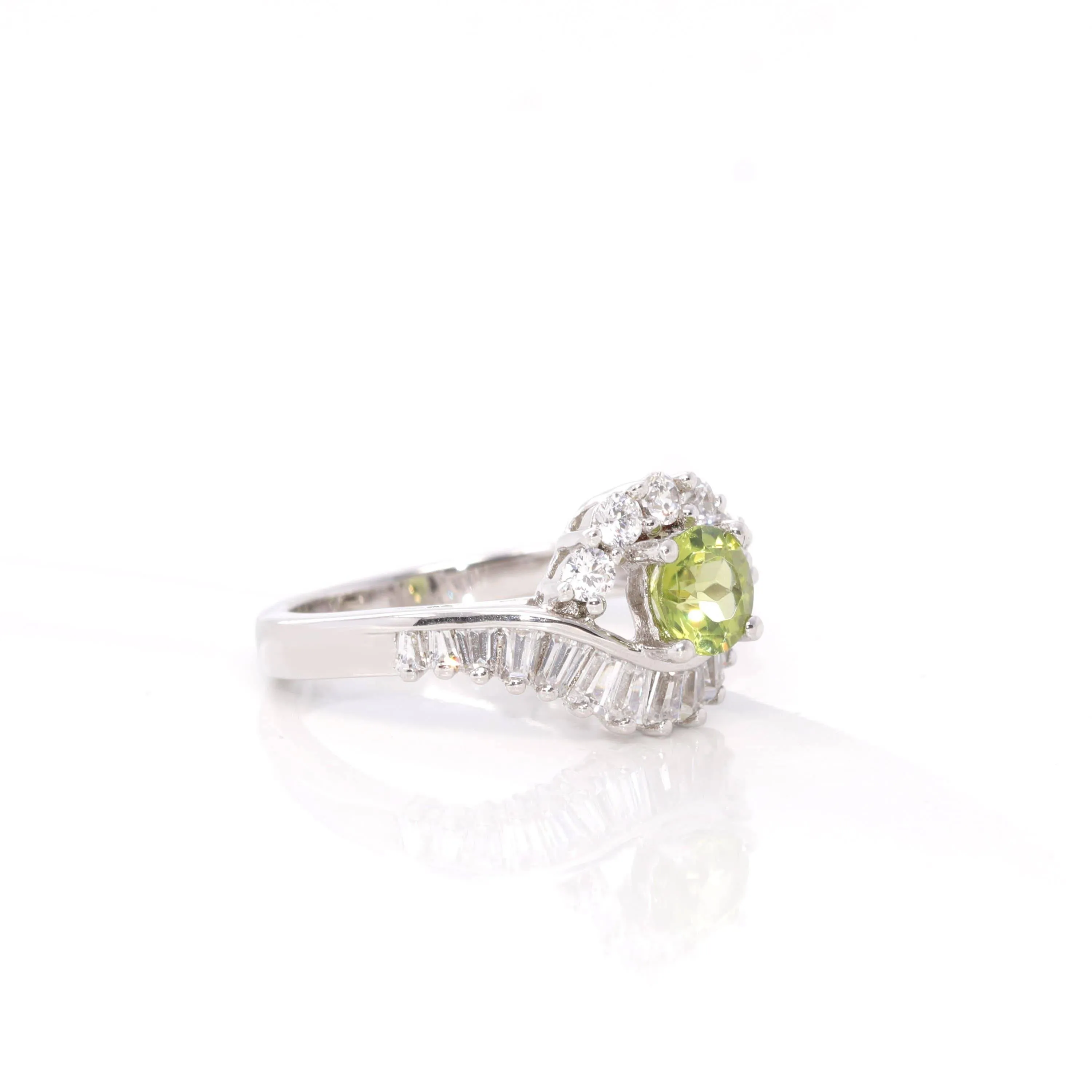Baikalla™ Gemstone Collection Sterling Silver Genuine Peridot & CZ Vintage Ring