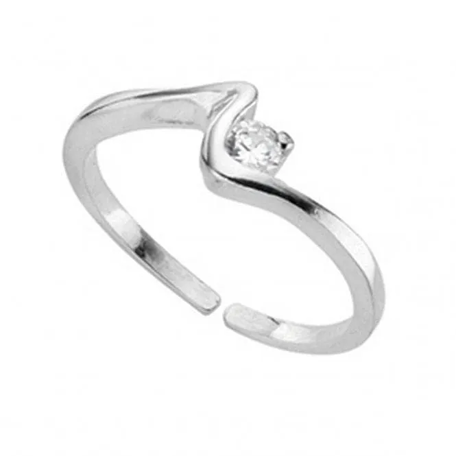 Beginnings  Sterling Silver Clr Cubic Zirconia Squiggle Toe Ring R2593C