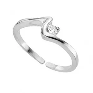 Beginnings  Sterling Silver Clr Cubic Zirconia Squiggle Toe Ring R2593C