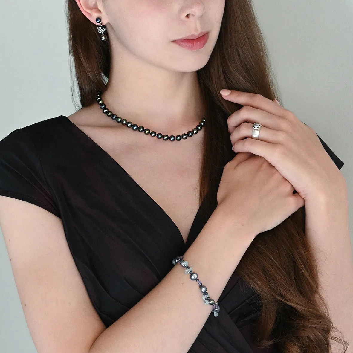 Black Freshwater Pearl 'Twinkling Light' Bracelet