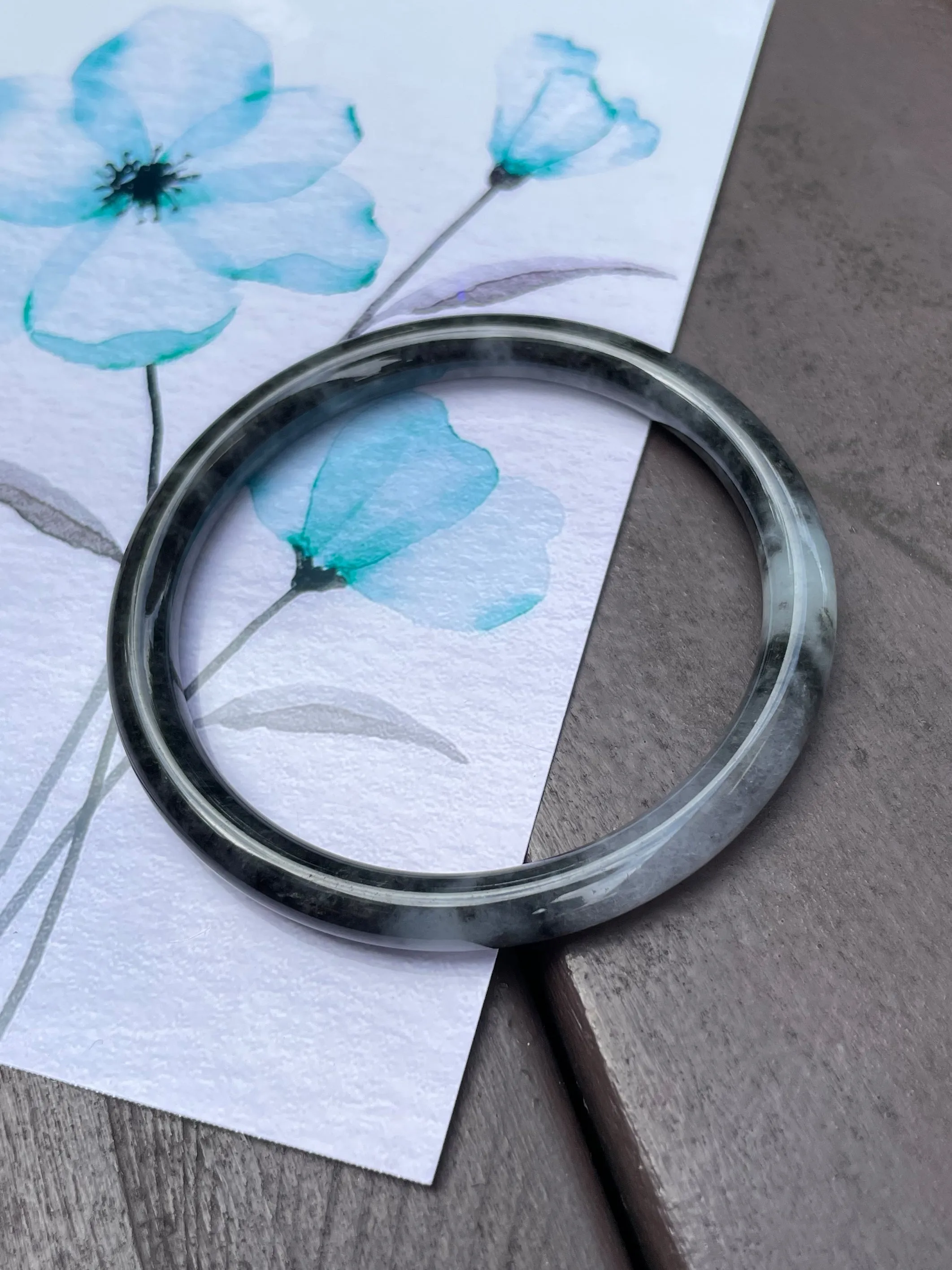 Black Jade Bangle | 56mm (NJBA037)