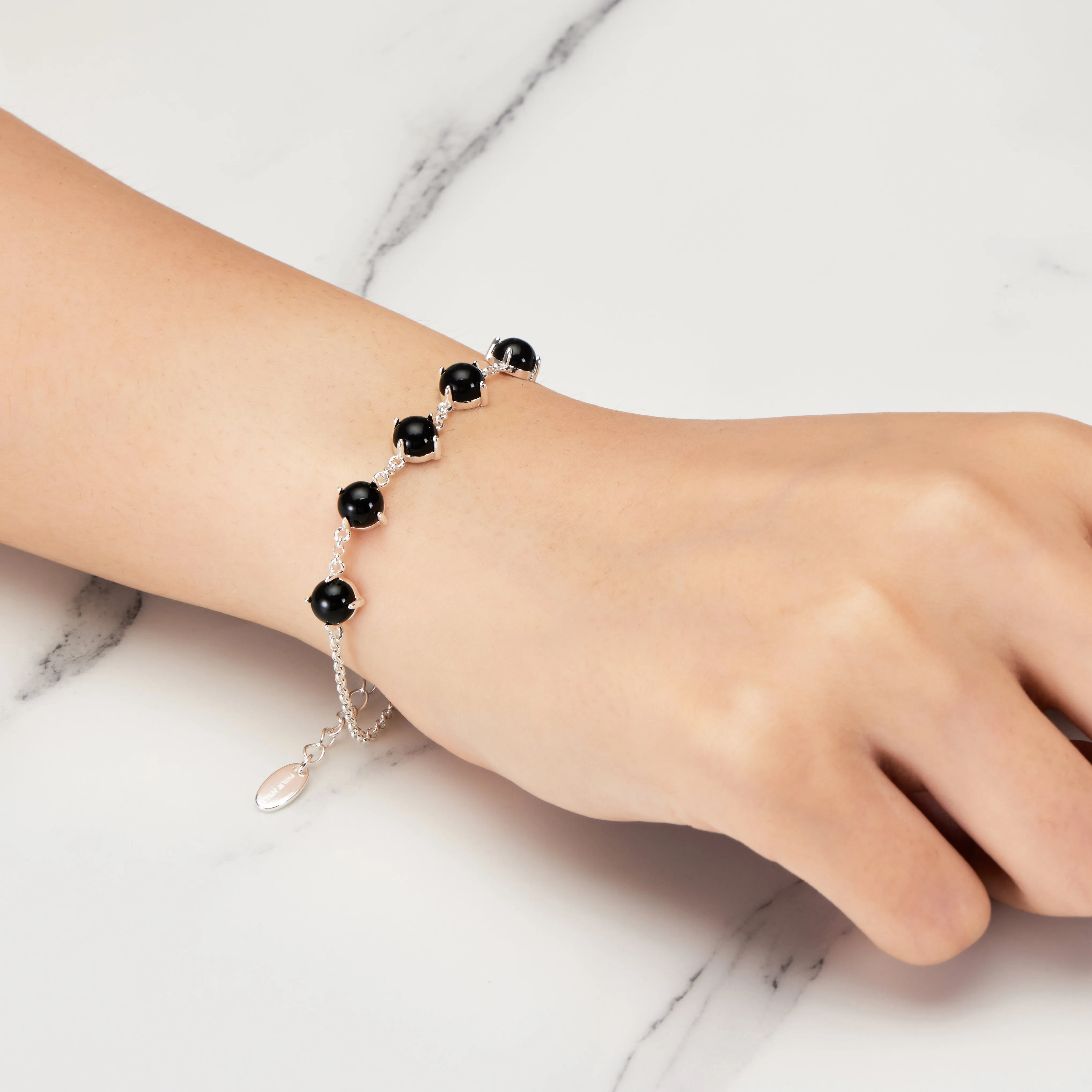 Black Onyx Gemstone Bracelet with Quote Card