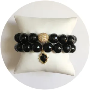 Black Onyx Gold Tone Color Stax