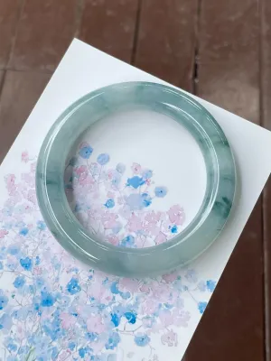 Bluish Flower Jade Bangle | 57mm (NJBA134)