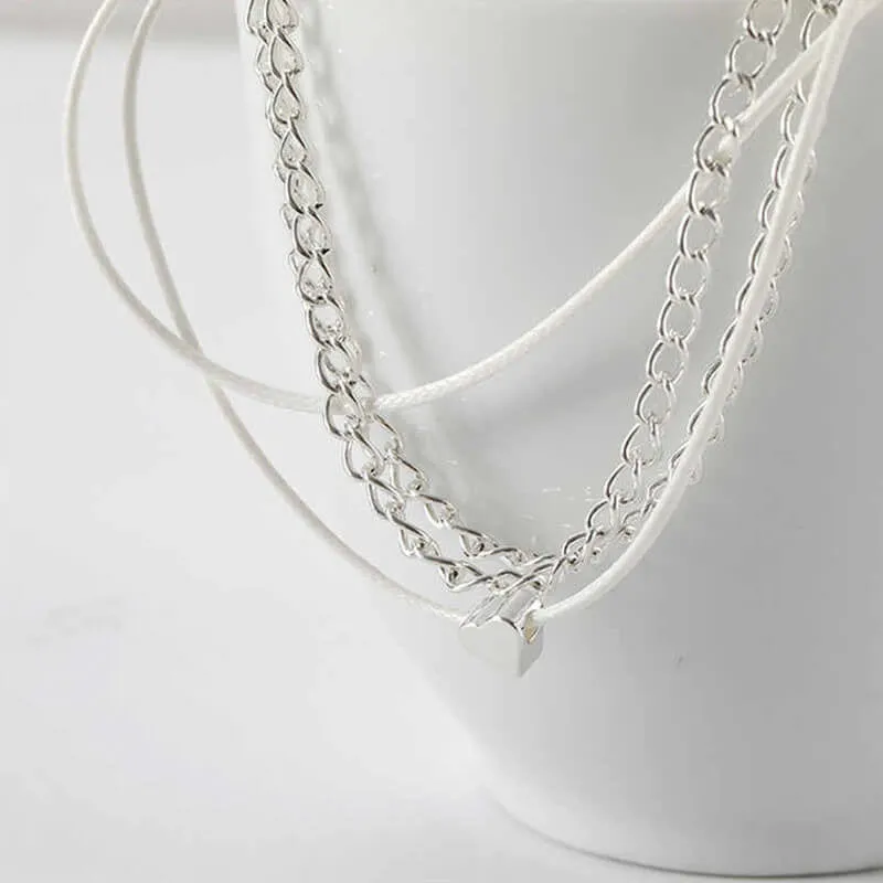 Bohemian Heart Shaped Double Anklet