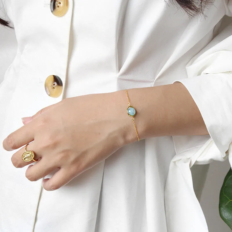 Boho Moonstone Aquamarine Bracelet Chain