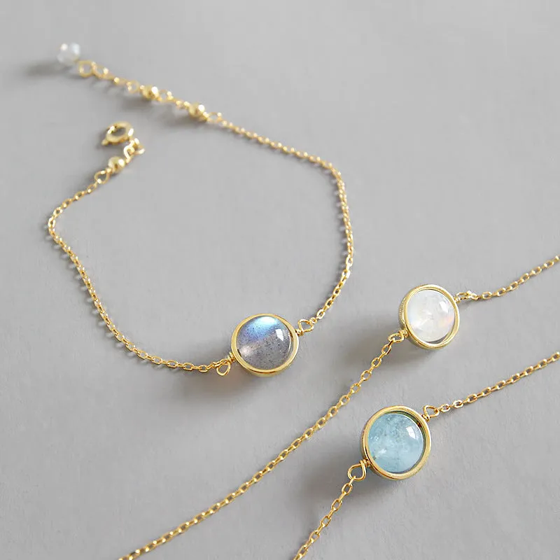 Boho Moonstone Aquamarine Bracelet Chain