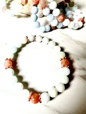 Bracelet Aquamarine and Sunstone