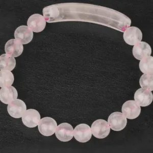 Bracelet- Rose Quartz with Rectangle Bar