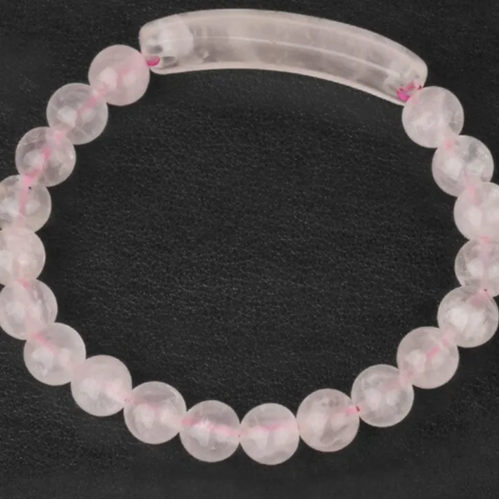 Bracelet- Rose Quartz with Rectangle Bar