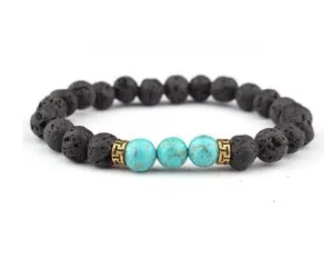 Buddhisttemple Energizing Lava Black Onyx & Turquoise Stone Yoga Bracelet