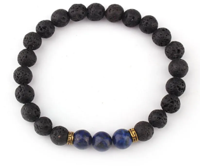 Buddhisttemple Energizing Lava Black Onyx & Turquoise Stone Yoga Bracelet