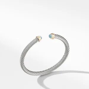 Cable Kids® Birthstone Bracelet with Aquamarine and 14K Gold, 4mm