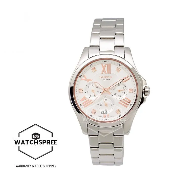 Casio Sheen Multi-Hand with SwarovskiÇ???Ç??€¸’??????’?????¶ôÇï¶ôíŸ????ƒ?ªǩ’?????¶ôÇï¶ôǝ?’?????¶ôÇï¶ôíŸ?ǯ¶ôÇû¶ô¶©?’?????¶ôÇï¶ôǝ???’??ǯ¶ôÇû¶ô¶©? Crystals Stainless Steel Watch SHE3806D-7B