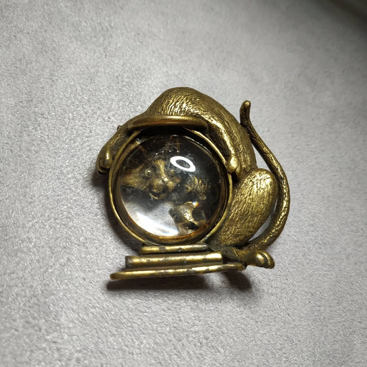 Cat with a Fishbowl brooch by JJ pewter